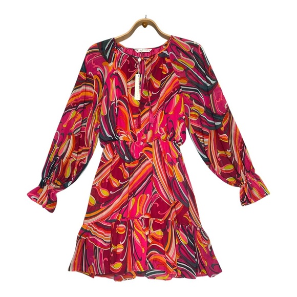 NWT Trina Turk Women's Printed Blouson Dress in Radio City Rose. Sz: Small - Picture 7 of 13